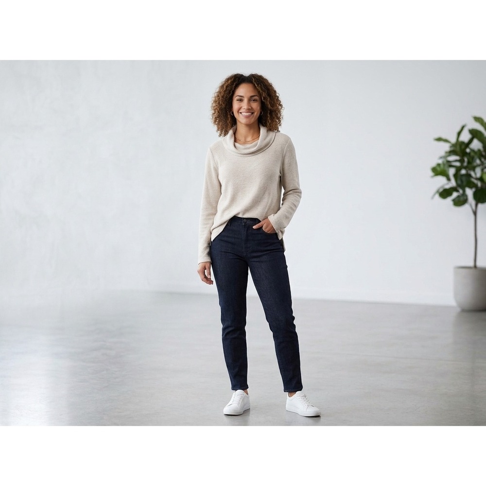 J.Crew Mercantile Funnel Neck Sweatshirt Oatmeal Cream Pockets Large Preppy